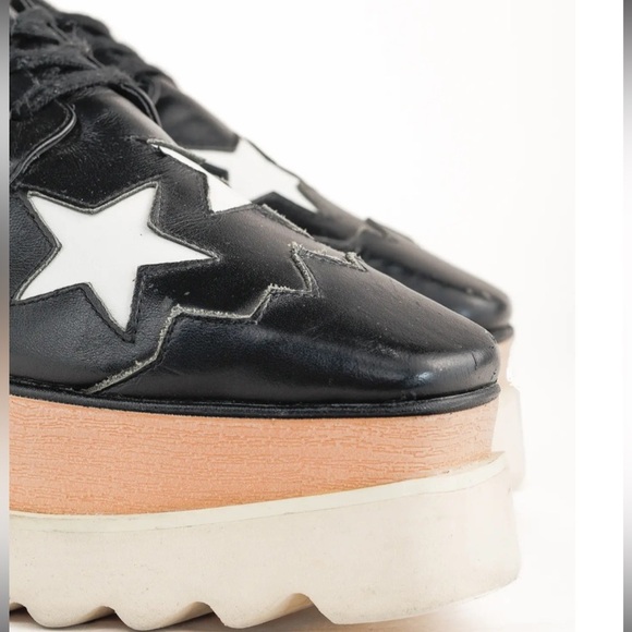 Stella McCartney Black White Star Vegan Elyse Platform Derby Shoes, Size 35 - Picture 14 of 16